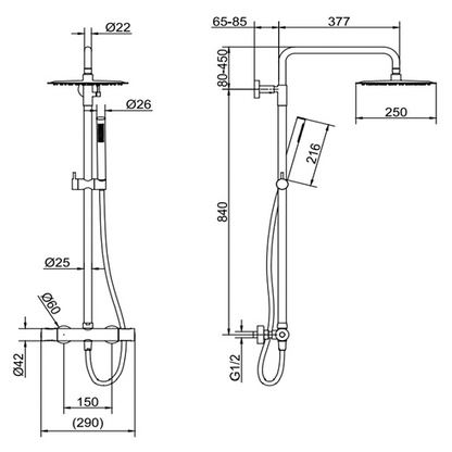 Serene Brushed Brass Round Thermostatic Shower Kit