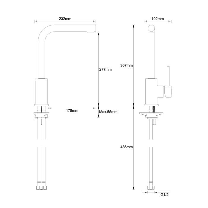 Crosswater Design Side Lever Kitchen Mixer