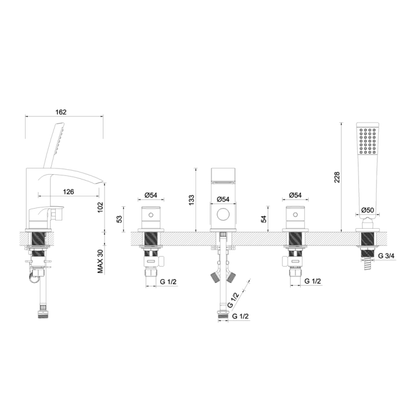 Crosswater Flow 4 Hole Bath Shower Mixer