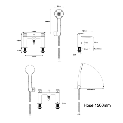 Britton Bathrooms Greenwich Chrome Bath Shower Mixer