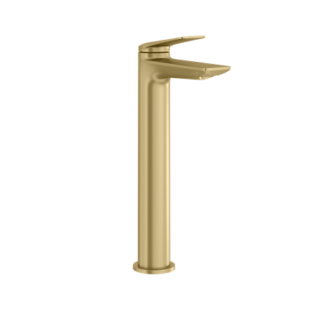 Britton Bathrooms Greenwich Brushed Brass High Rise Basin Mixer