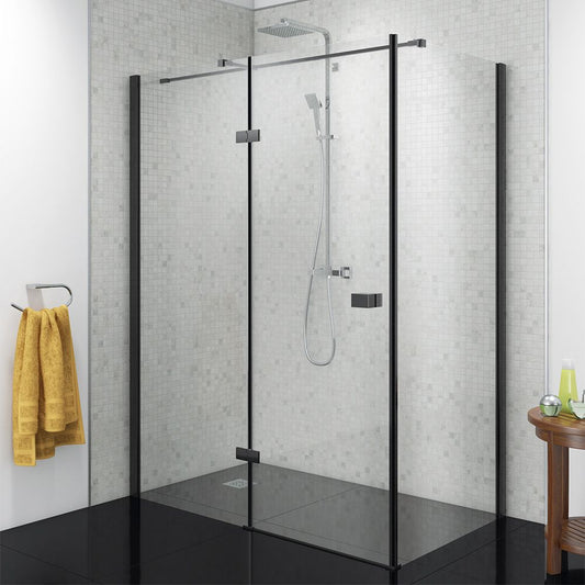 Fairford 8mm Matt Black Hinged Shower Door