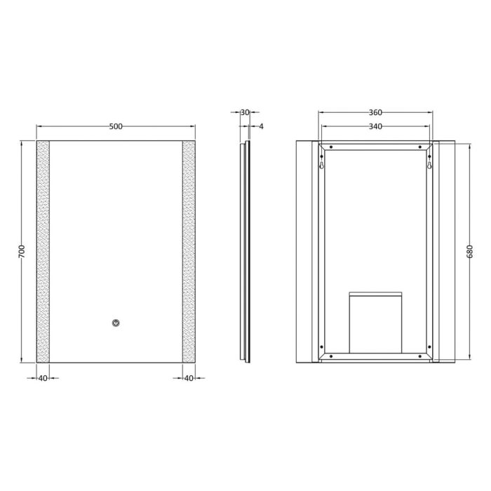 Fairford Hori 500 x 700mm LED Touch Sensor Mirror