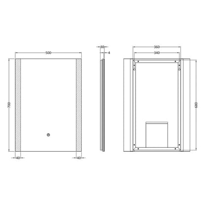 Fairford Hori 500 x 700mm LED Touch Sensor Mirror