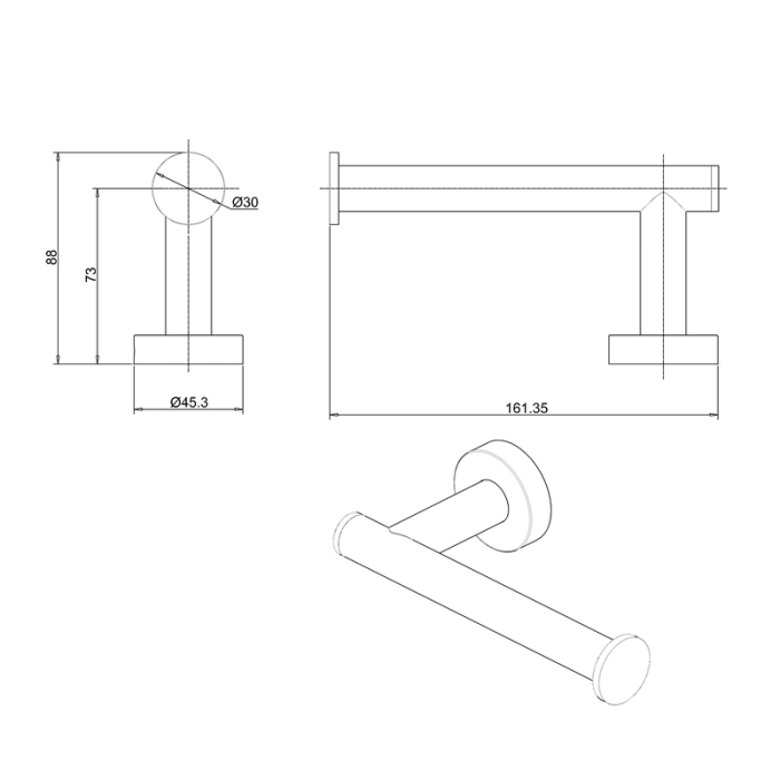 Britton Bathrooms Hoxton Toilet Roll Holder Matt Black