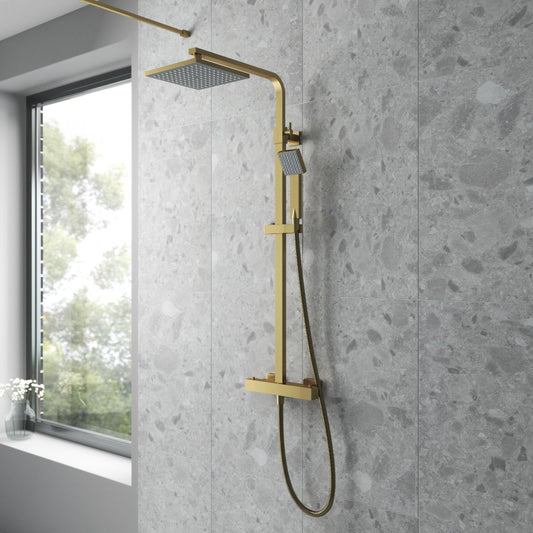 Cleanse Una Grace Brushed Brass 2 Outlet Exposed Shower Kit