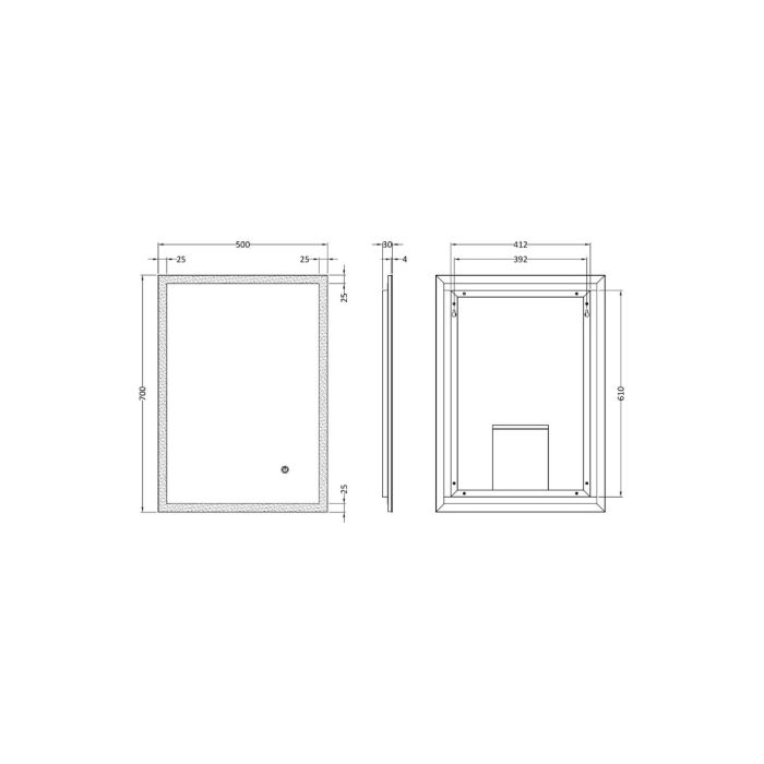 Fairford Lava 500 x 700mm LED Touch Sensor Mirror