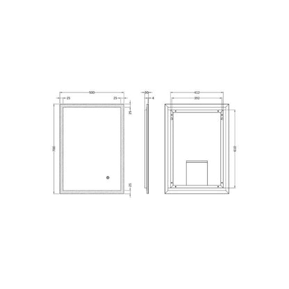 Fairford Lava 500 x 700mm LED Touch Sensor Mirror