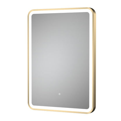 Fairford 700 x 500mm Storm Brushed Brass Framed Mirror with Touch Sensor