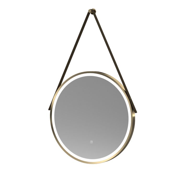 Fairford 600mm Round Brushed Brass Illuminated Mirror with Touch Sensor