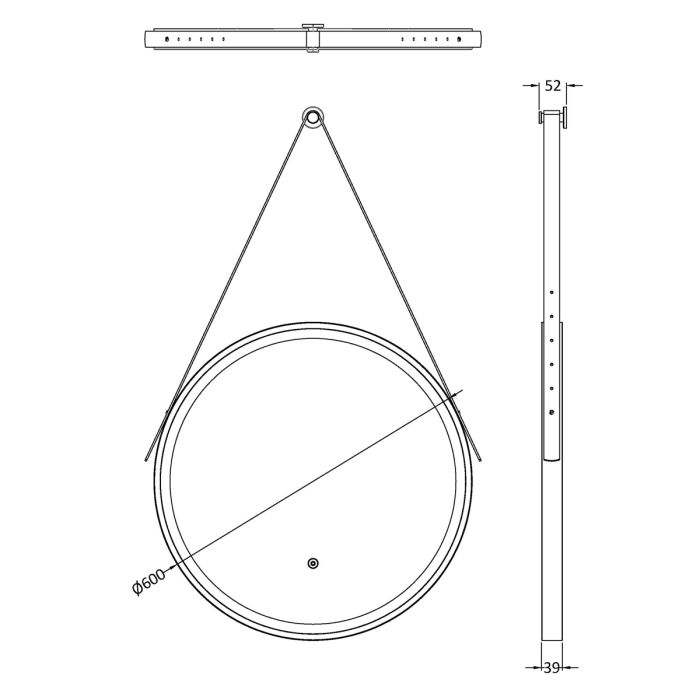 Fairford 600mm Round Brushed Brass Illuminated Mirror with Touch Sensor