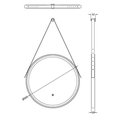 Fairford 600mm Round Brushed Brass Illuminated Mirror with Touch Sensor