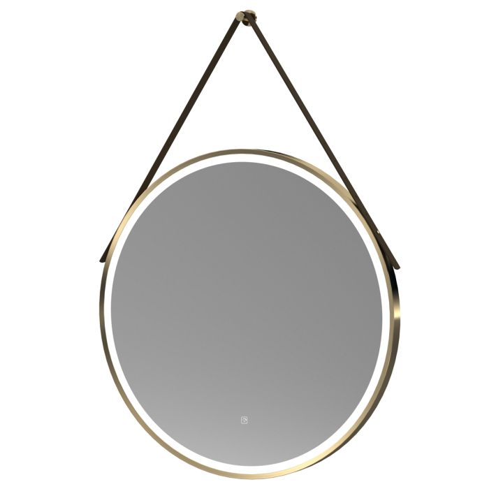 Fairford 800mm Round Brushed Brass Illuminated Mirror with Touch Sensor