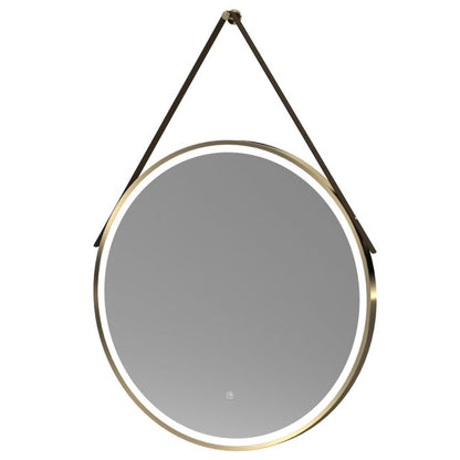 Fairford 800mm Round Brushed Brass Illuminated Mirror with Touch Sensor