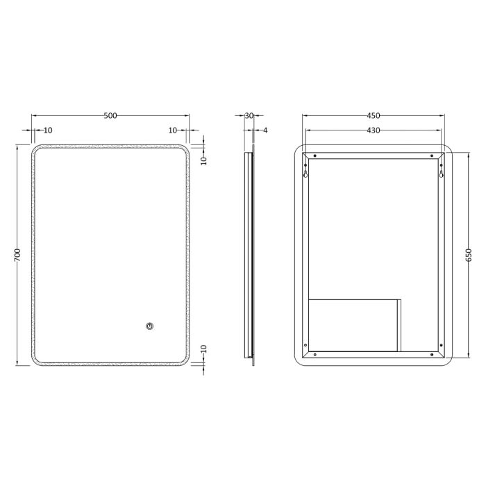 Fairford Lumi 500 x 700mm LED Touch Sensor Mirror