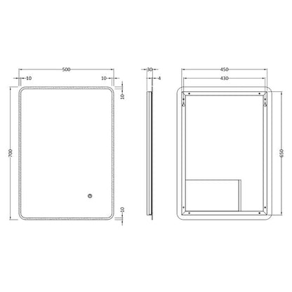 Fairford Lumi 500 x 700mm LED Touch Sensor Mirror