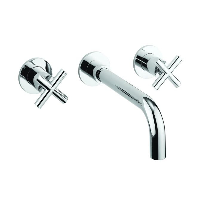 Crosswater MPRO 3 Hole Chrome Wall Mounted Crosshead Basin Mixer