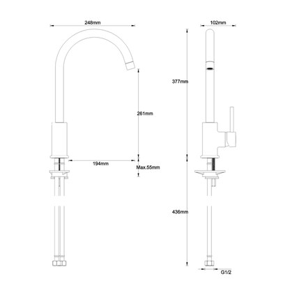 Crosswater MPRO Chrome Side Lever Kitchen Mixer