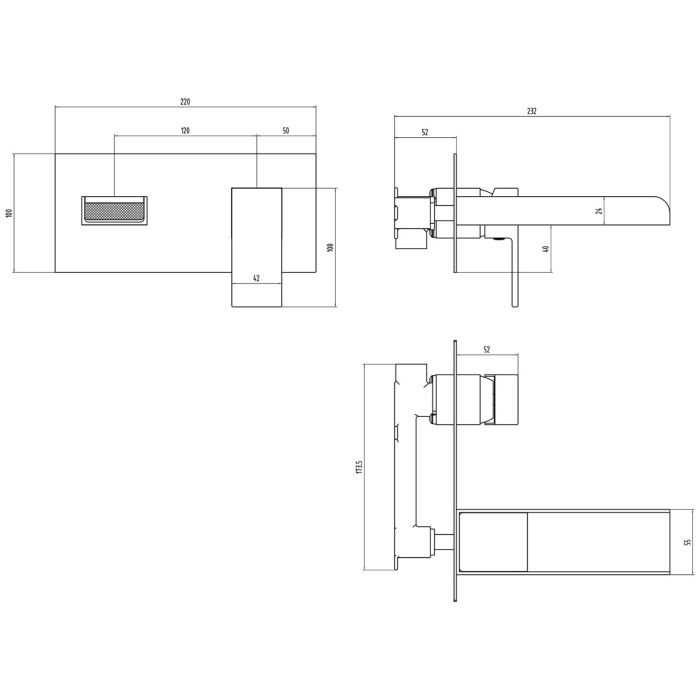 Fairford Rena Wall Mounted Basin Mixer