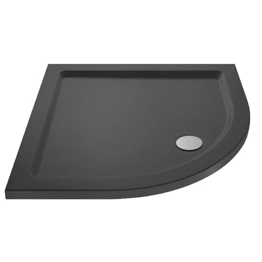 Rivato Slate Grey Quadrant Shower Tray, Corner Waste