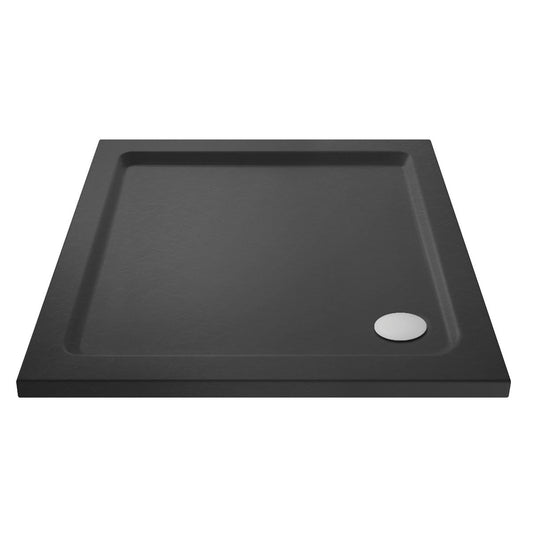 Rivato Slate Grey Square Shower Tray, Corner Waste