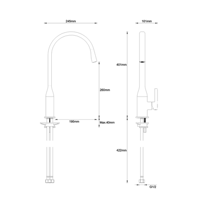 Crosswater Svelte Side Lever Kitchen Mixer