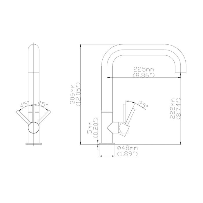 Crosswater Tube Side Lever Kitchen Mixer