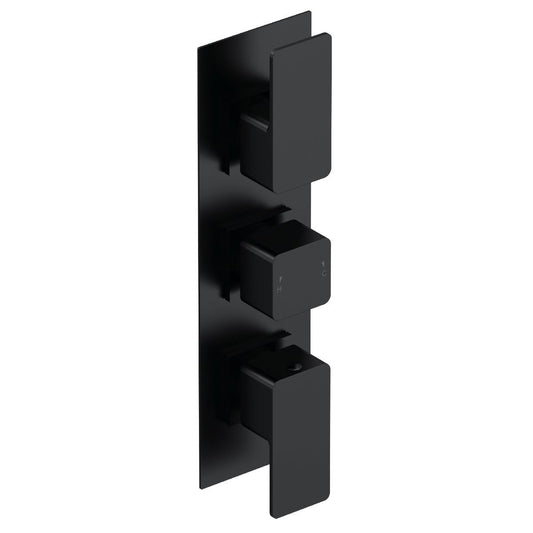 Fairford Una Grace Matt Black Square Concealed Triple Shower Valve with Diverter, 3 Outlet