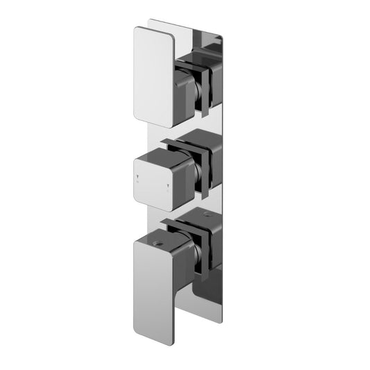 Fairford Una Grace Chrome Square Concealed Triple Shower Valve with Diverter, 3 Outlet