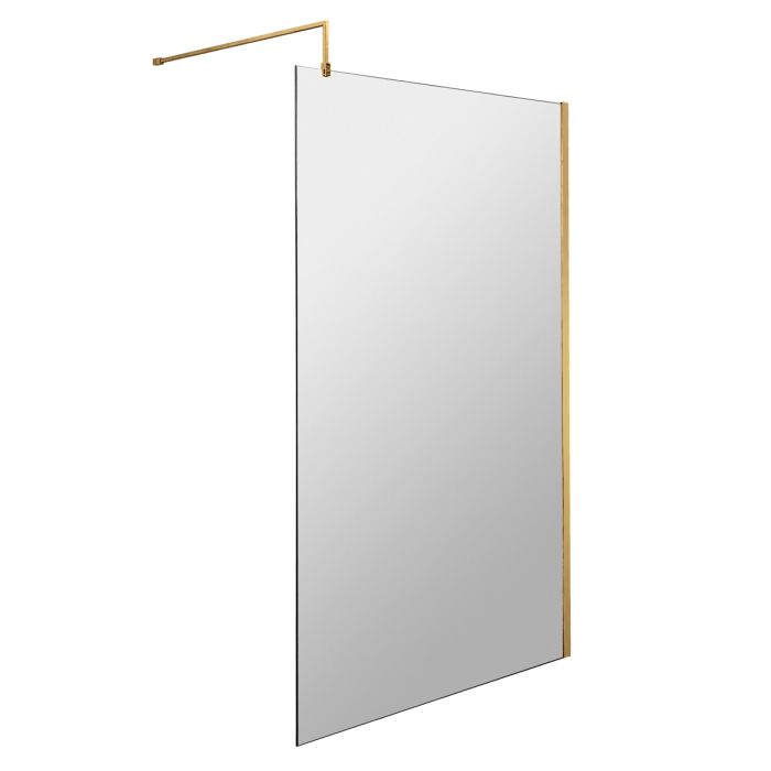 Fairford Brushed Brass 8mm Wetroom Screen - 1850mm High