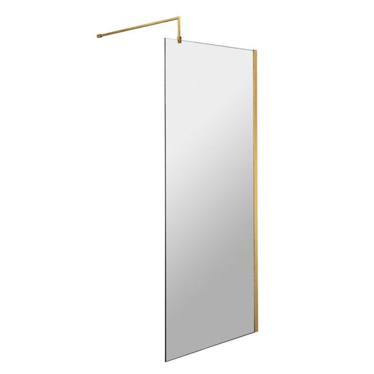 Fairford Brushed Brass 8mm Wetroom Screen - 1850mm High