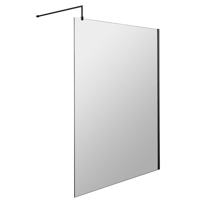 Fairford Matt Black 8mm Wetroom Screen - 1850mm High